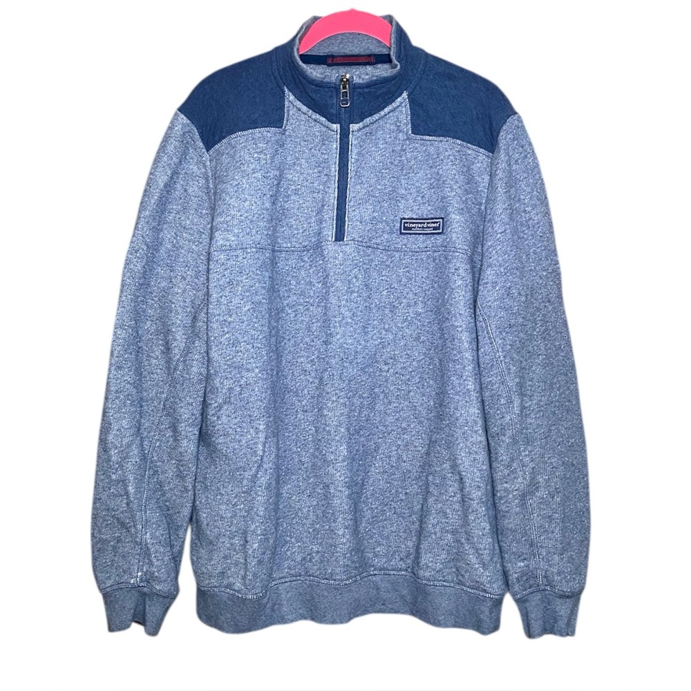 Vineyard Vines Classic Shep Shirt 1/4 Zip Pullover Blue Size Small 100% Cotton